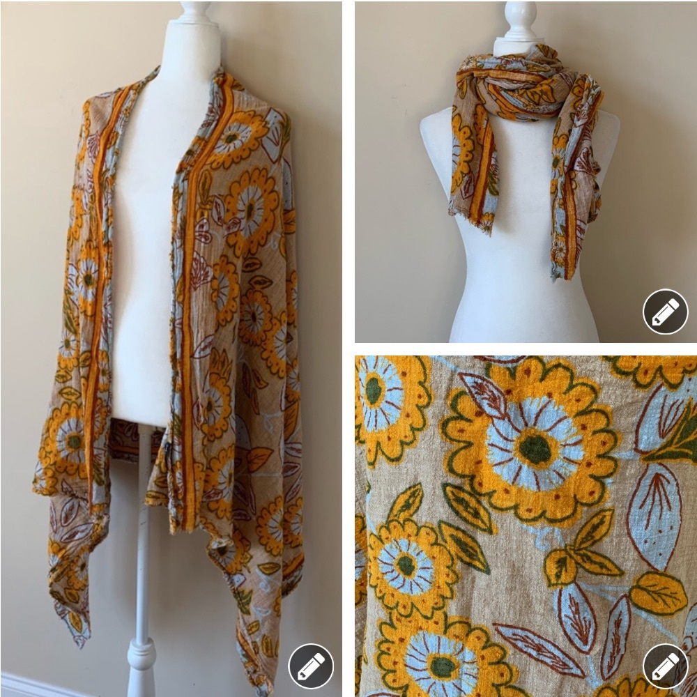 Zara Floral Scarf in Yellow and Blue